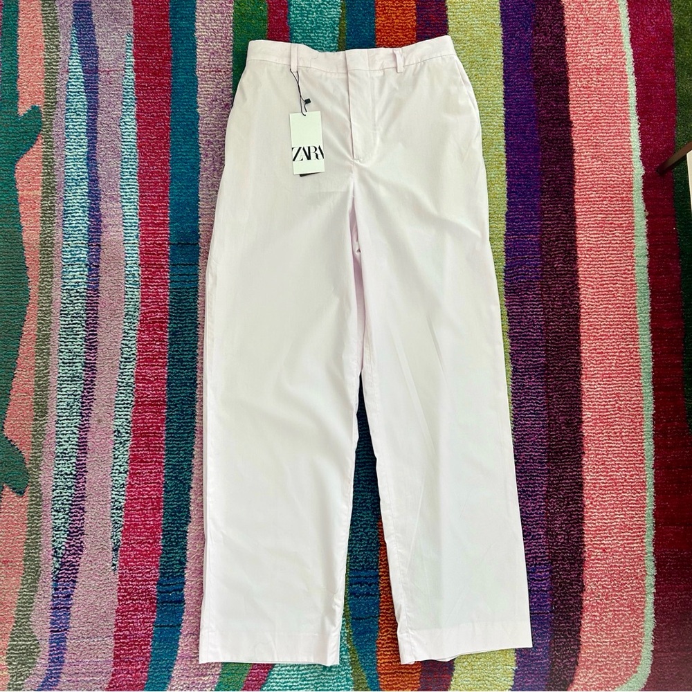 NWT Zara Relaxed Fit Pale Pink Trousers